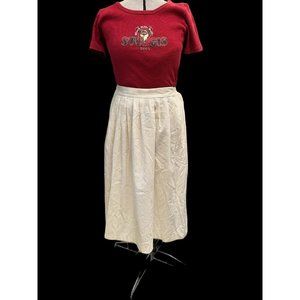 Vintage Alicia USA Made Cream Pleated Midi Skirt size 14